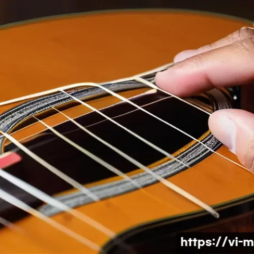 Home 29 기타 줄 감는 방법 - A detailed close-up image of a person changing guitar strings on a classical guitar with nylon strin...