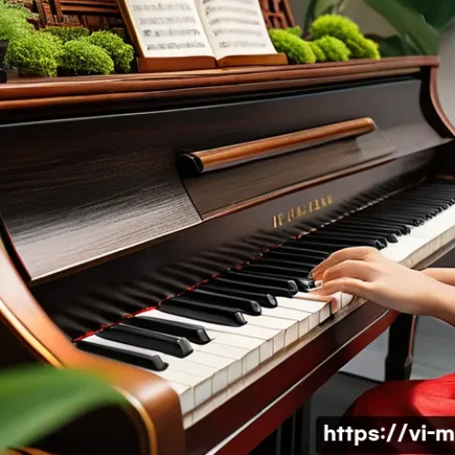 Home 28 피아노와 키보드 차이 - A cozy Vietnamese living room with a high-quality grand acoustic piano placed near a window showing ...